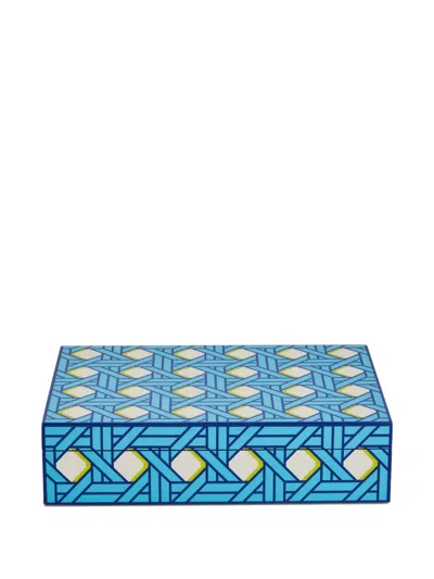 Jonathan Adler Large Basketweave Decorative Box (30cm X 20cm) In Blue