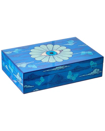 Jonathan Adler Large Druggist Lacquer Box In Blue