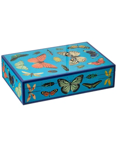 Jonathan Adler Large Lacquer Botanist Box In Blue