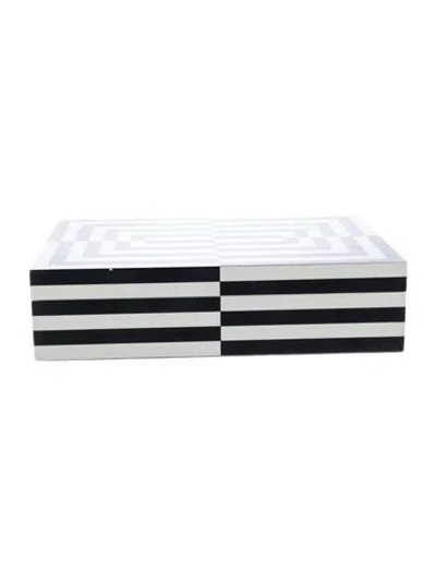 Pre-owned Jonathan Adler Large Op Art Lacquer Box In Black