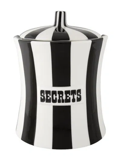 Pre-owned Jonathan Adler Large 'secrets' Vice Canister W/ Tags In Black/white