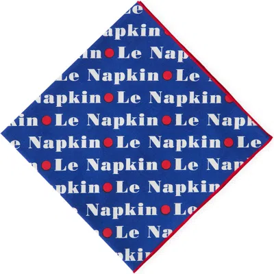 Jonathan Adler Le Napkin Set In Navy/red Trim