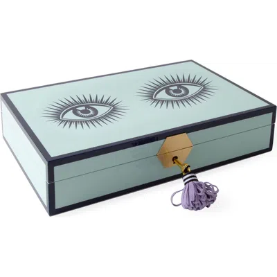 Jonathan Adler Le Wink Lacquer Jewelry Box In Blue
