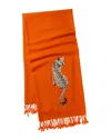 Jonathan Adler Leopard Embellished Merino Wool Throw In Orange