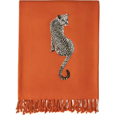 Jonathan Adler Leopard Embellished Throw In Orange