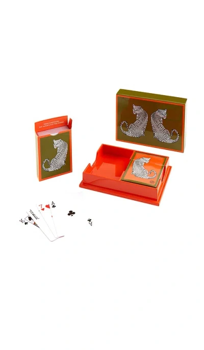 Jonathan Adler Leopard Lacquer Card Set In N,a