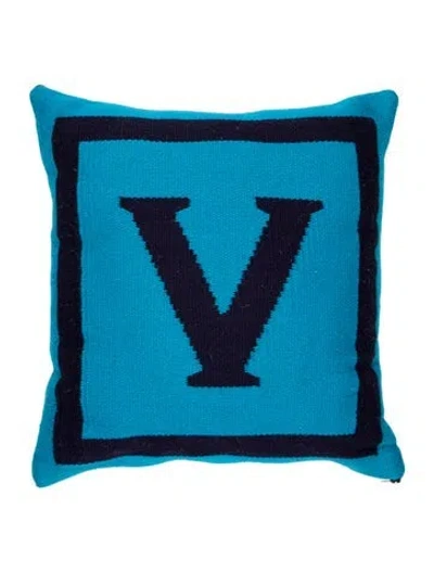 Pre-owned Jonathan Adler Letter Wool Throw Pillow In Blue