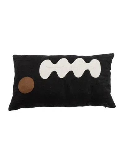 Pre-owned Jonathan Adler Linen Needlepoint Throw Pillow In Black