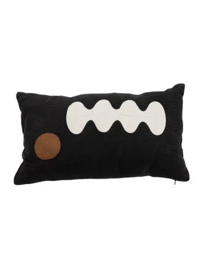 Pre-owned Jonathan Adler Linen Needlepoint Throw Pillow In Black