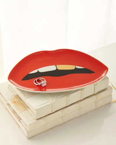 Jonathan Adler Lip-shaped Tray In Red