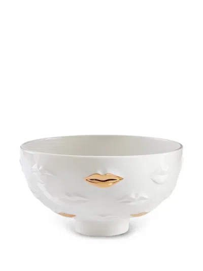 Jonathan Adler Lip-embossed Footed Bowl In White