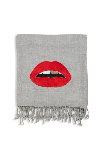 Jonathan Adler Lips Embellished Throw In Gray