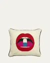 Jonathan Adler Lips Full Dose Needlepoint Throw Pillow - 18" In Multi