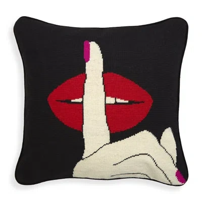 Jonathan Adler Lips Ndlpt Pillow In Black Hush