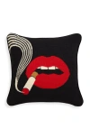 Jonathan Adler Lips Needlepoint Throw Pillow In Red