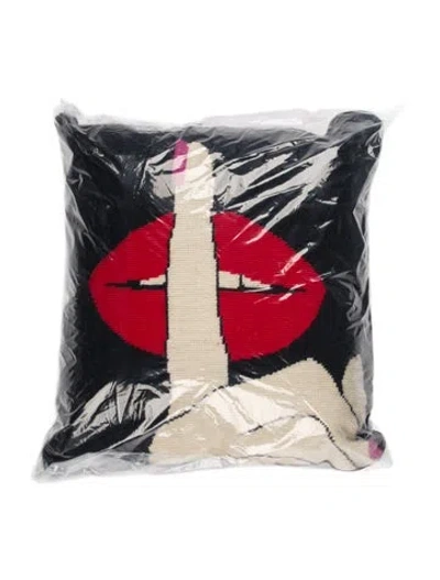 Pre-owned Jonathan Adler Lips Smolder Needlepoint Throw Pillow