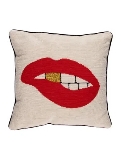 Pre-owned Jonathan Adler Lips Throw Pillow In Red