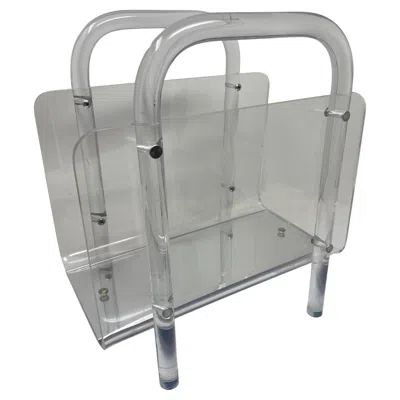 Pre-owned Jonathan Adler Lucite Magazine Holder In The Style Of Charles Hollis Jones In Gray
