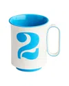 Jonathan Adler Lucky Number 2 Mug In Blue