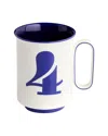 Jonathan Adler Lucky Number 4 Mug In Blue