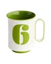 Jonathan Adler Lucky Number 6 Mug In Green