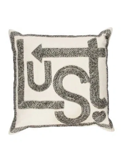 Pre-owned Jonathan Adler Lust Beaded Pillow In Neutral