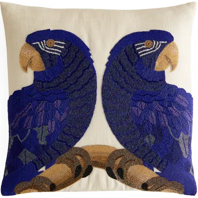 Jonathan Adler Macaw Beaded Pillow In Blue