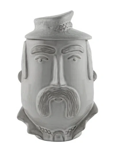 Pre-owned Jonathan Adler Macho Men Canister In Gray