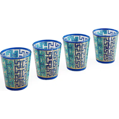 Jonathan Adler Madrid Glassware Set In Blue/gold