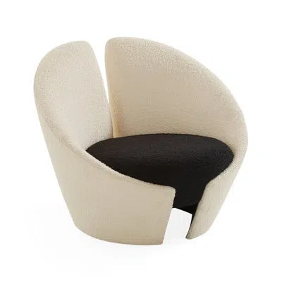 Jonathan Adler Marais Upholstered Lounge Chair In Ivory,ebony Boucle