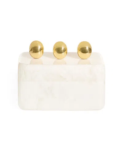 Jonathan Adler Marbleized Finish 53 Oz. Fontana Box In White