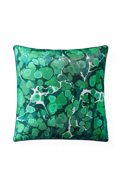 Jonathan Adler Marbleized Silk Pillow In Green