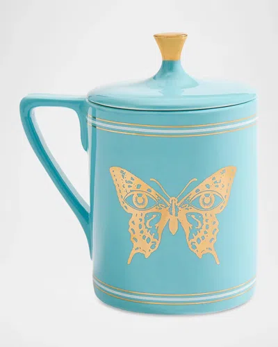 Jonathan Adler Mariposa Porcelain Mug With Lid In Blue
