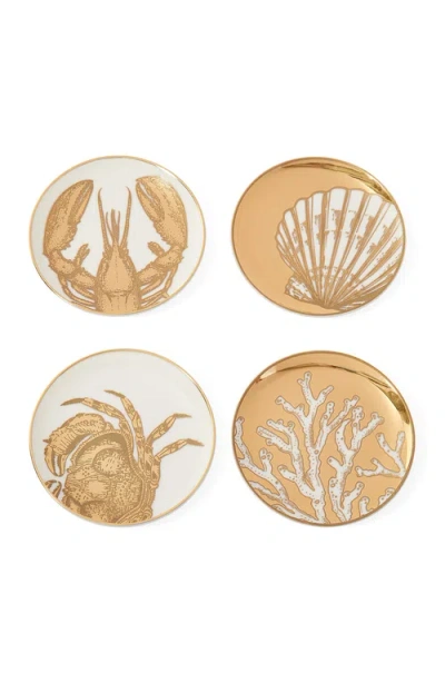 Jonathan Adler Maritime Coaster Set In Gold/white Nautical