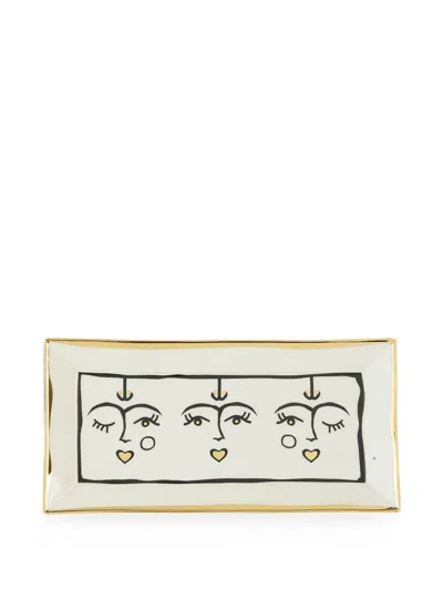 Jonathan Adler Marseille Face-print Tray In Multi