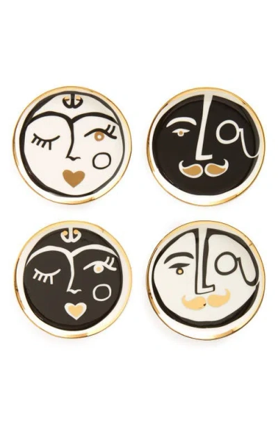 Jonathan Adler 'marseilles' Porcelain Coasters In Black