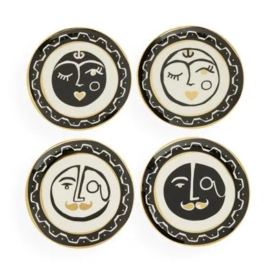 Jonathan Adler Marseilles Small Plate Set In Black;gold;ivory