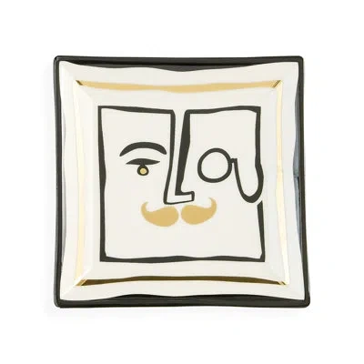 Jonathan Adler Marseilles Square Tray In White;black;gold