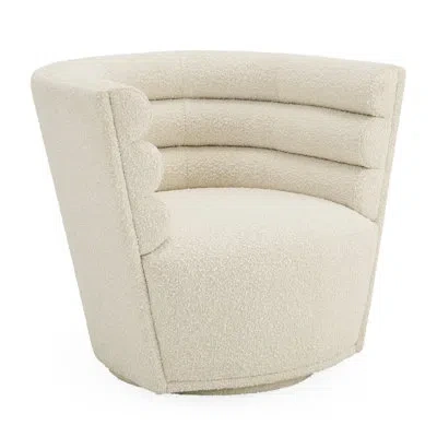 Jonathan Adler Maxime Swivel Club Chair In Olympus Oatmeal Boucle
