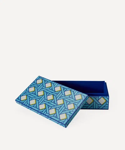 Jonathan Adler Medium Basketweave Lacquer Box In Blue