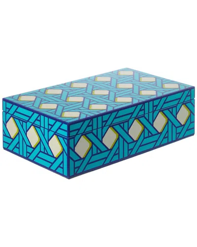 Jonathan Adler Medium Lacquer Basketweave Box In Blue