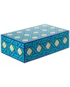 Jonathan Adler Medium Lacquer Basketweave Box In Blue