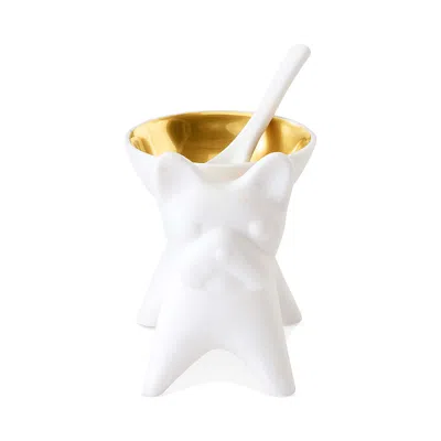 Jonathan Adler Menagerie Bulldog Salt/pepper Cellar In White