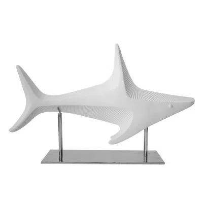 Jonathan Adler Menagerie Figurines & Sculptures In White,polished Nickel