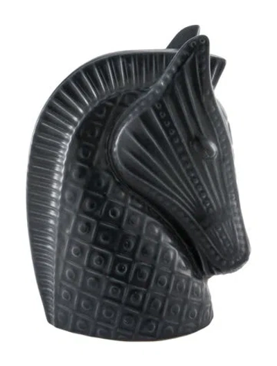 Pre-owned Jonathan Adler Menagerie Horse Head Statuette In Grey