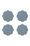Jonathan Adler Metallic Cork Petal Placemat Set In Slate Blue/gold