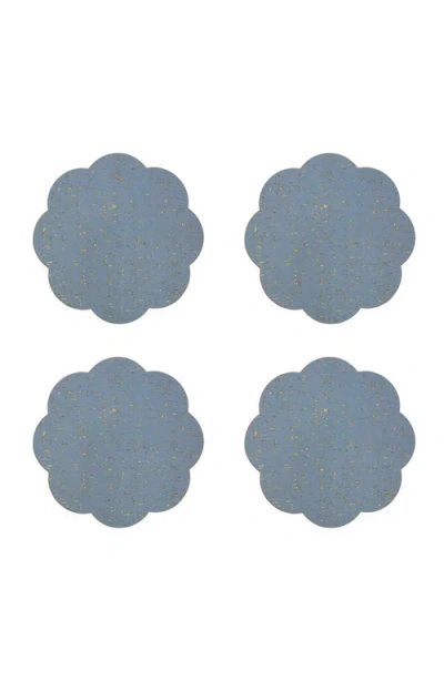 Jonathan Adler Metallic Cork Petal Placemat Set In Slate Blue/gold