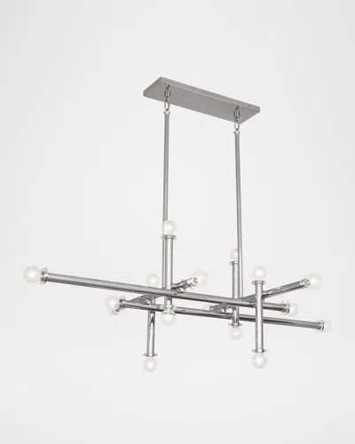 Jonathan Adler Milano 16-light Linear Chandelier In Nickel