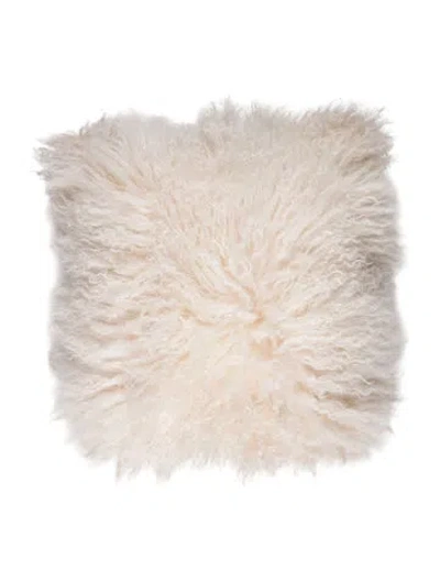 Pre-owned Jonathan Adler Mongolian Lamb Fur Throw Pillow In Neutral
