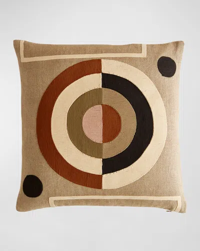 Jonathan Adler Monterey Bullseye Pillow, 22" Square In Brown